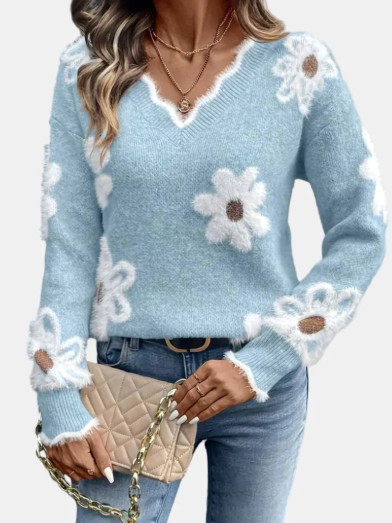 Timeless V-Neck Floral Sweater