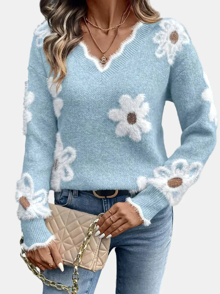 Timeless V-Neck Floral Sweater