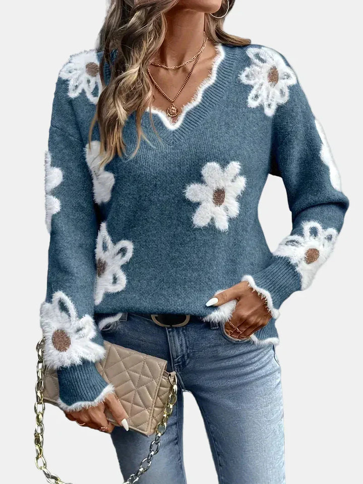 Timeless V-Neck Floral Sweater