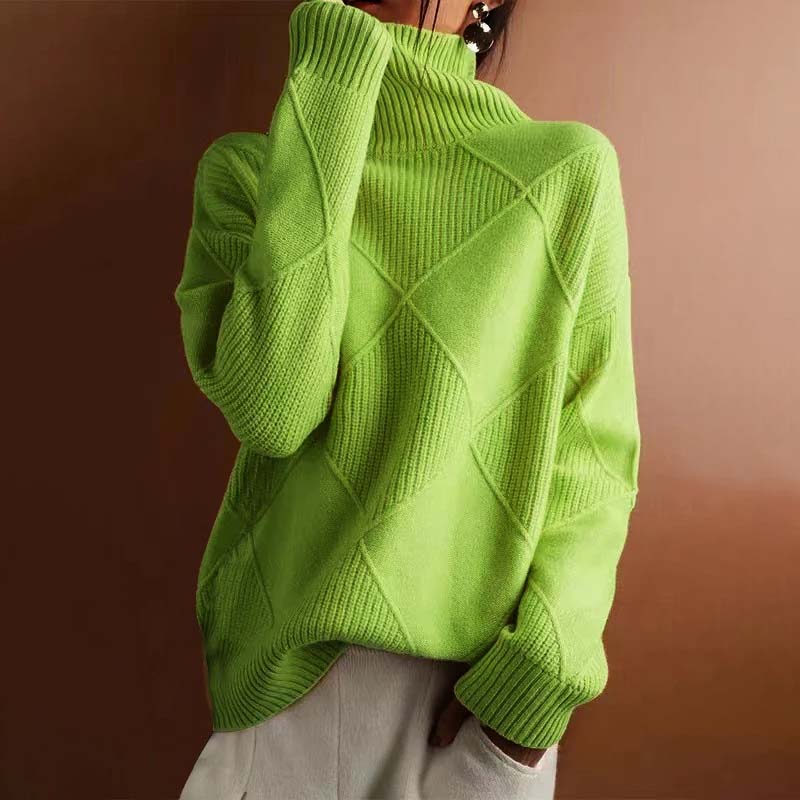 Warm Knit Sweater with High Collar
