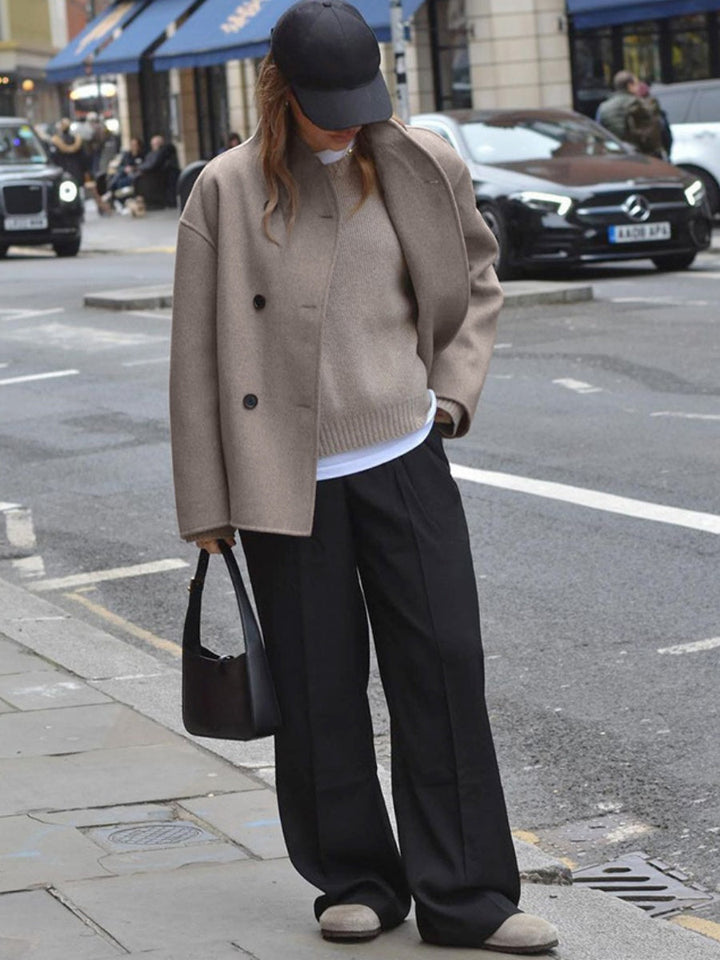 Double-Breasted Short Pea Coat