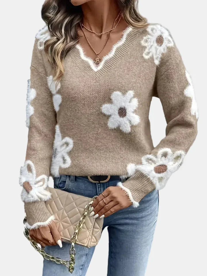 Timeless V-Neck Floral Sweater