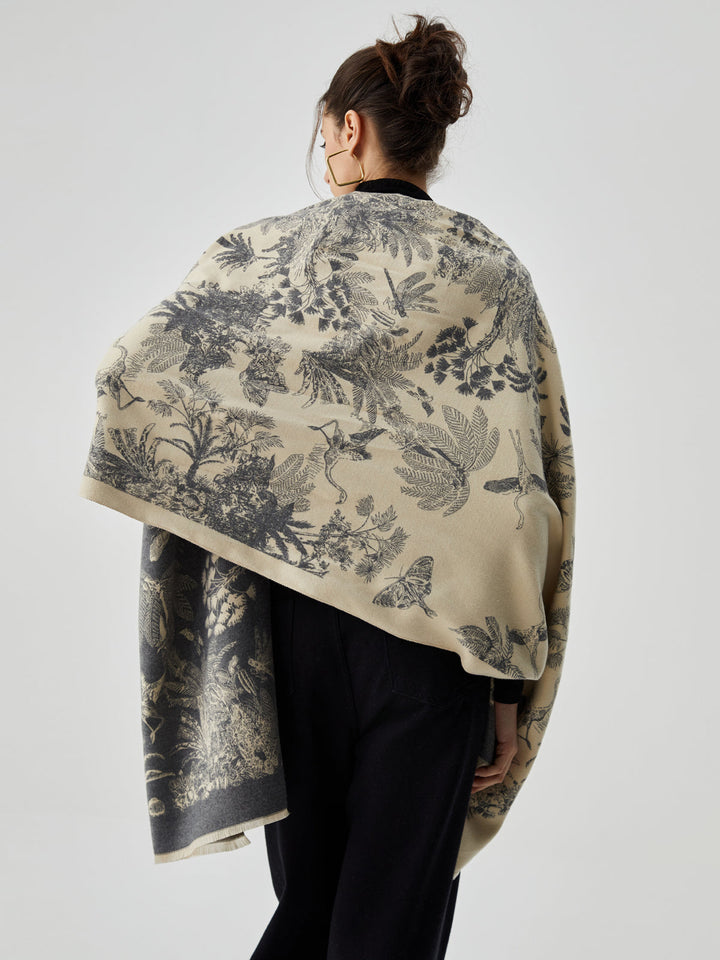 Double Face Jacquard Tassel Scarf