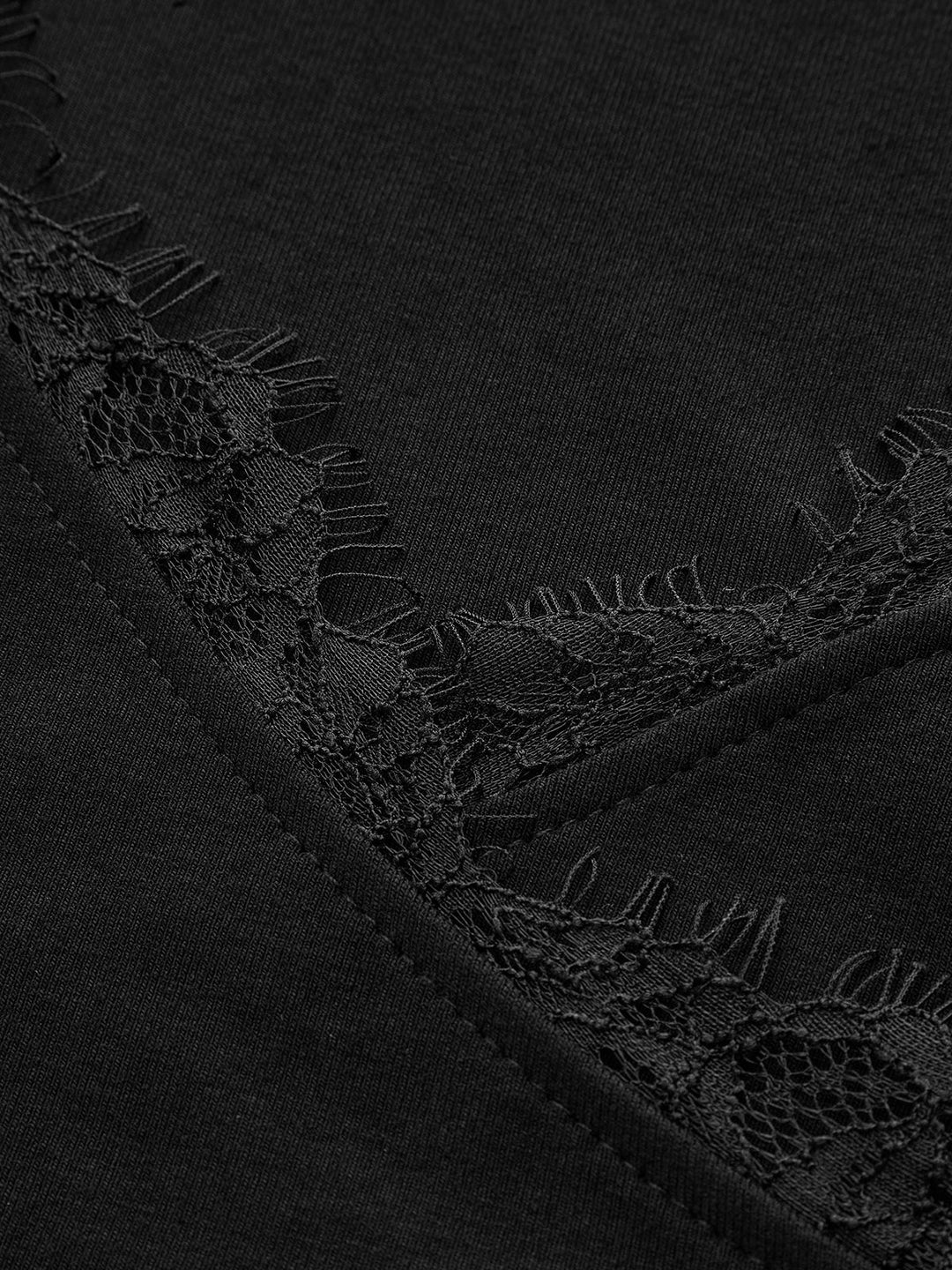 V-Neck Lace Trim Skinny T-Shirt