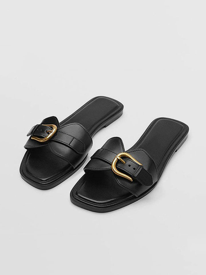 Buckled Strap Slide Sandals