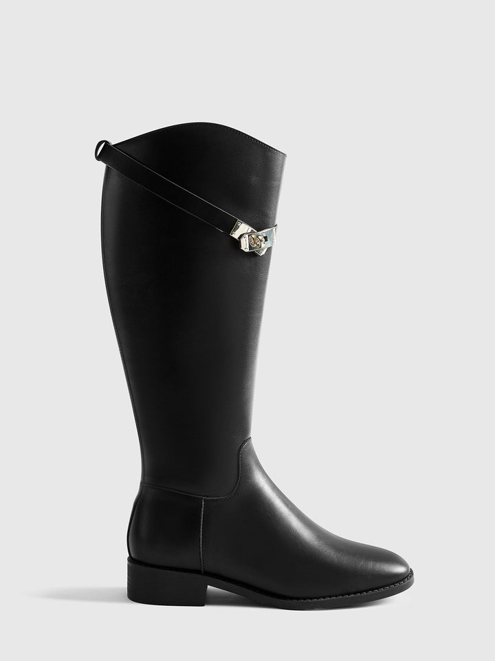 Belted Knee-High Knight Boots