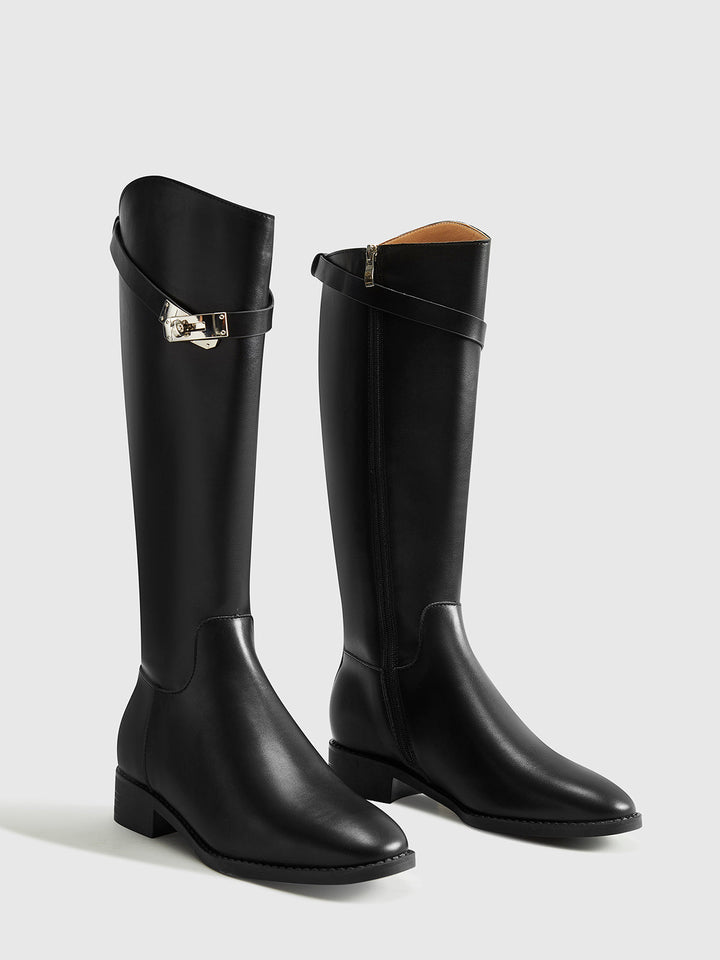 Belted Knee-High Knight Boots