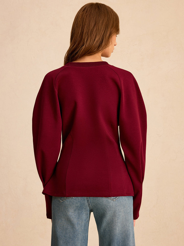 Lantern Sleeve Crew Neck Sweatshirt