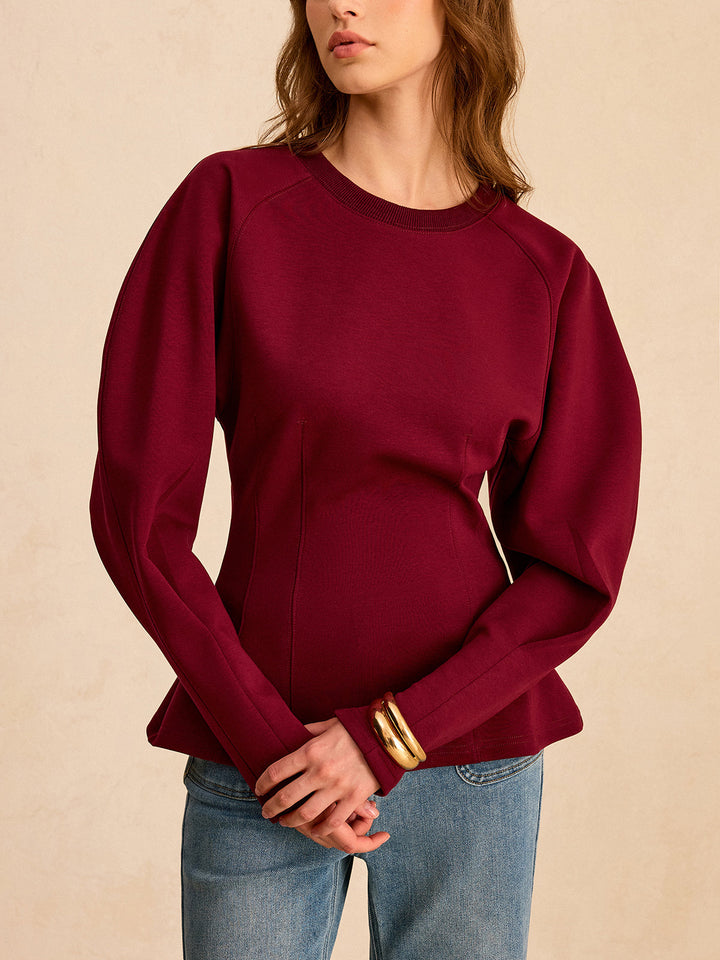 Lantern Sleeve Crew Neck Sweatshirt