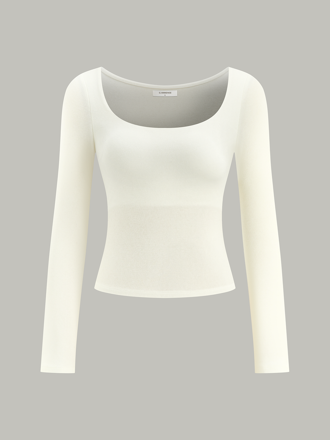 Bra-Free Slim Fit Low Neck Long Sleeve Top