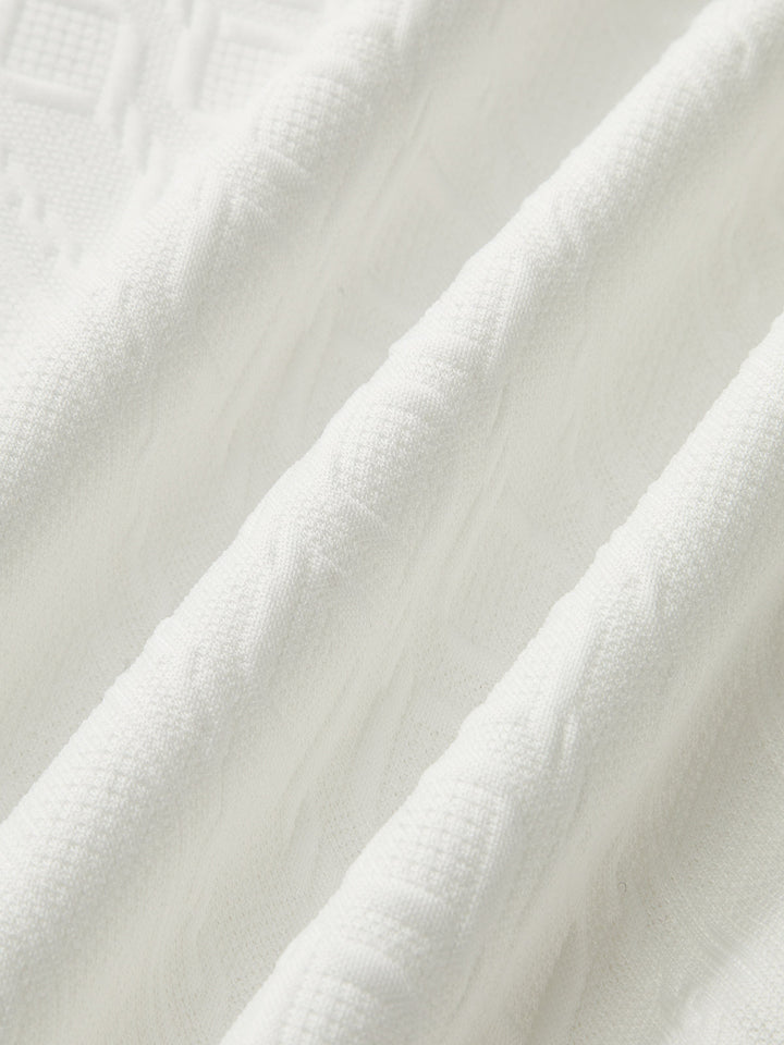 Textured Jacquard Mutton Sleeve Sweatshirt