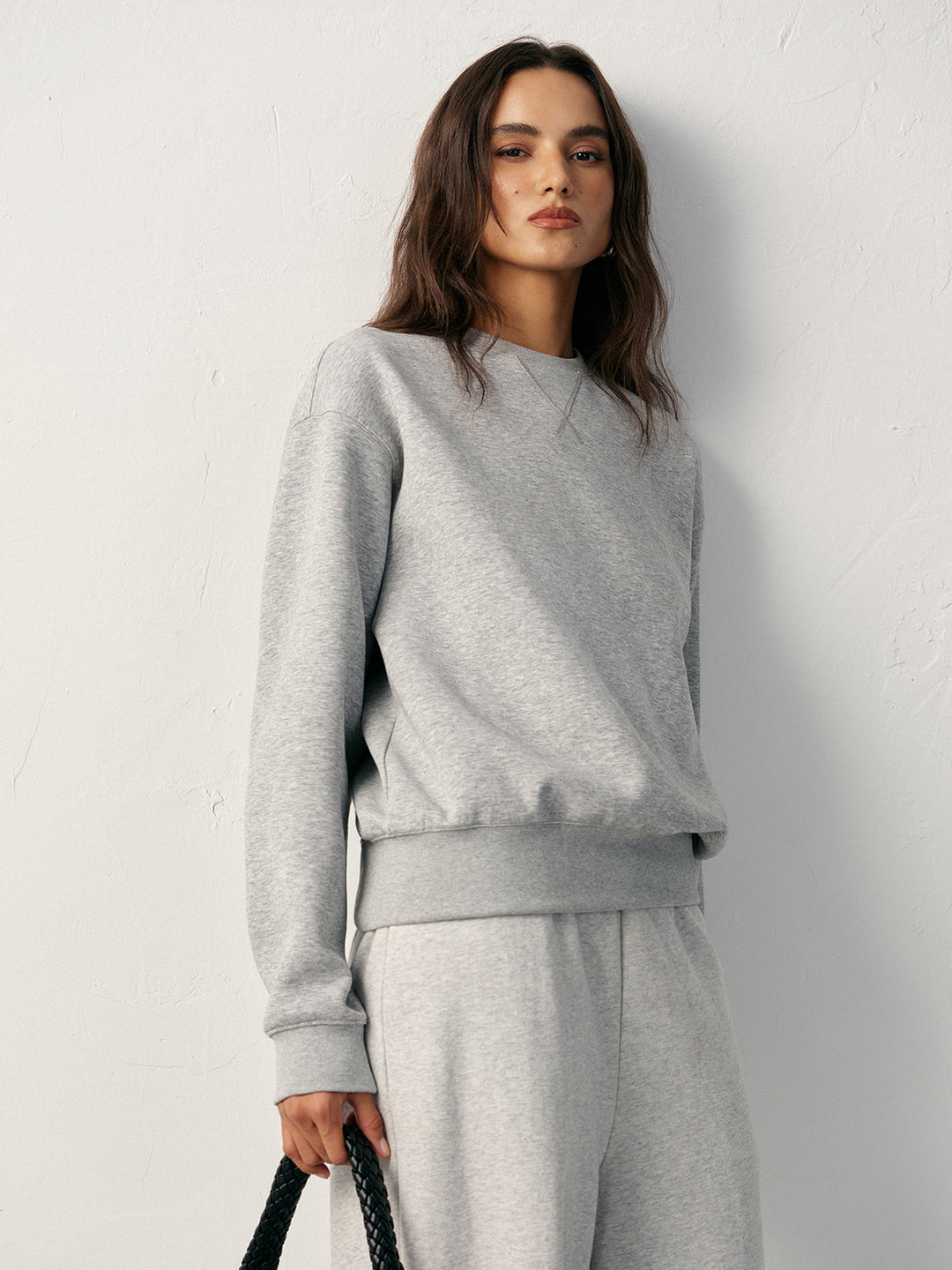 Cotton Blend Crew Neck Sweatshirt