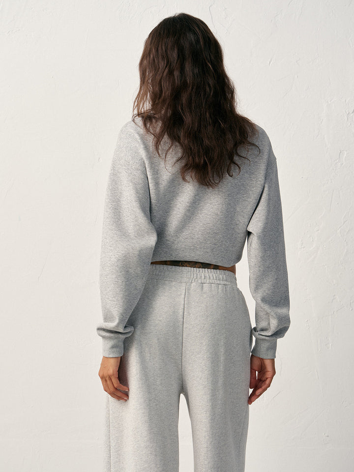 Cotton Blend Crew Neck Sweatshirt