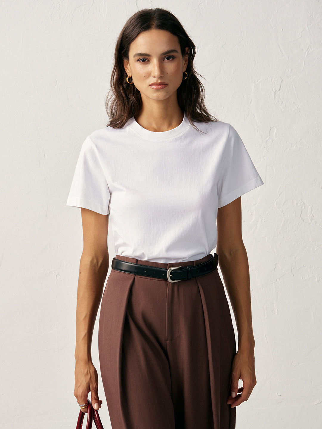 Water-Repellent Cotton Crew Neck T-Shirt