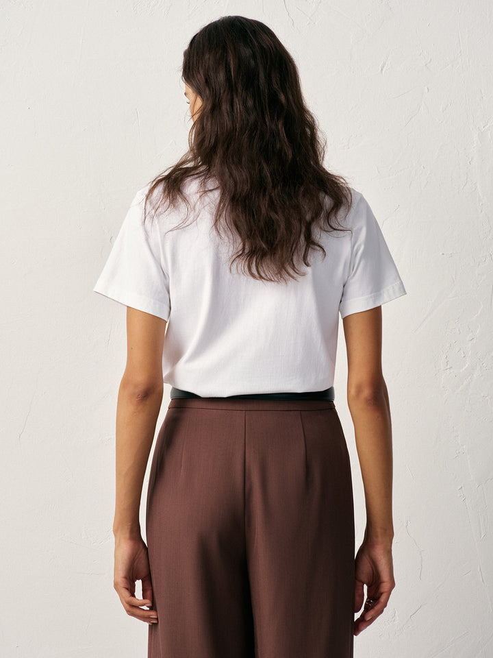 Water-Repellent Cotton Crew Neck T-Shirt