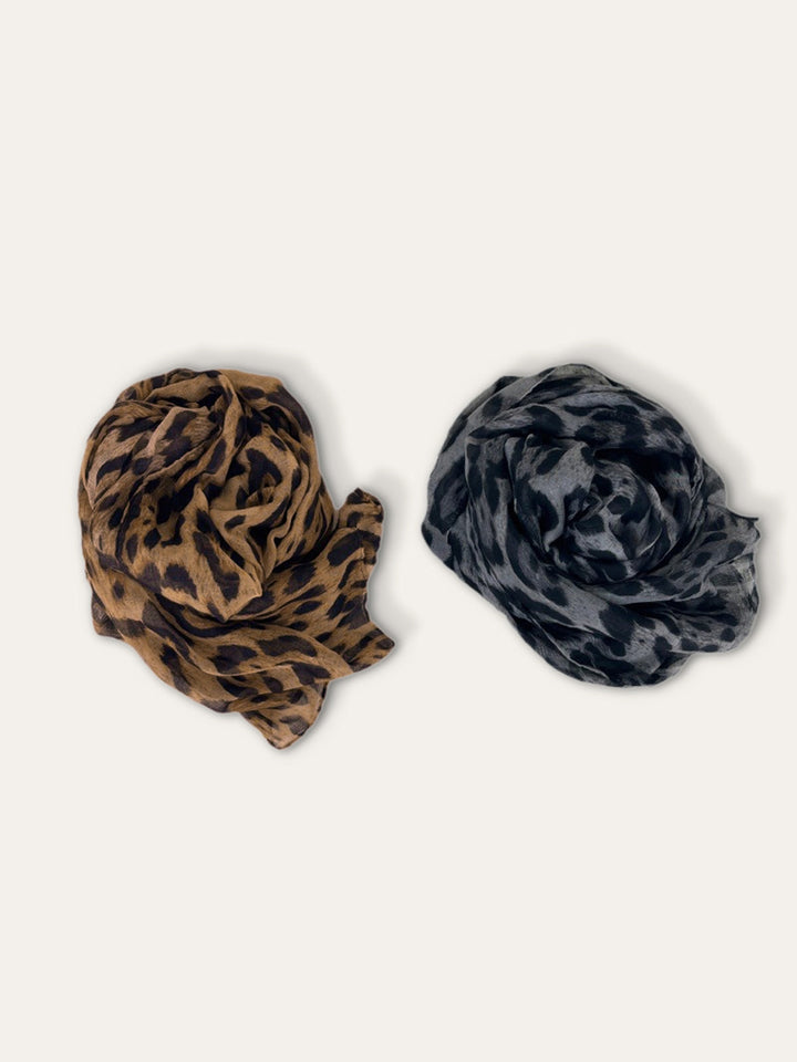 Cotton & Linen Leopard Print Scarf
