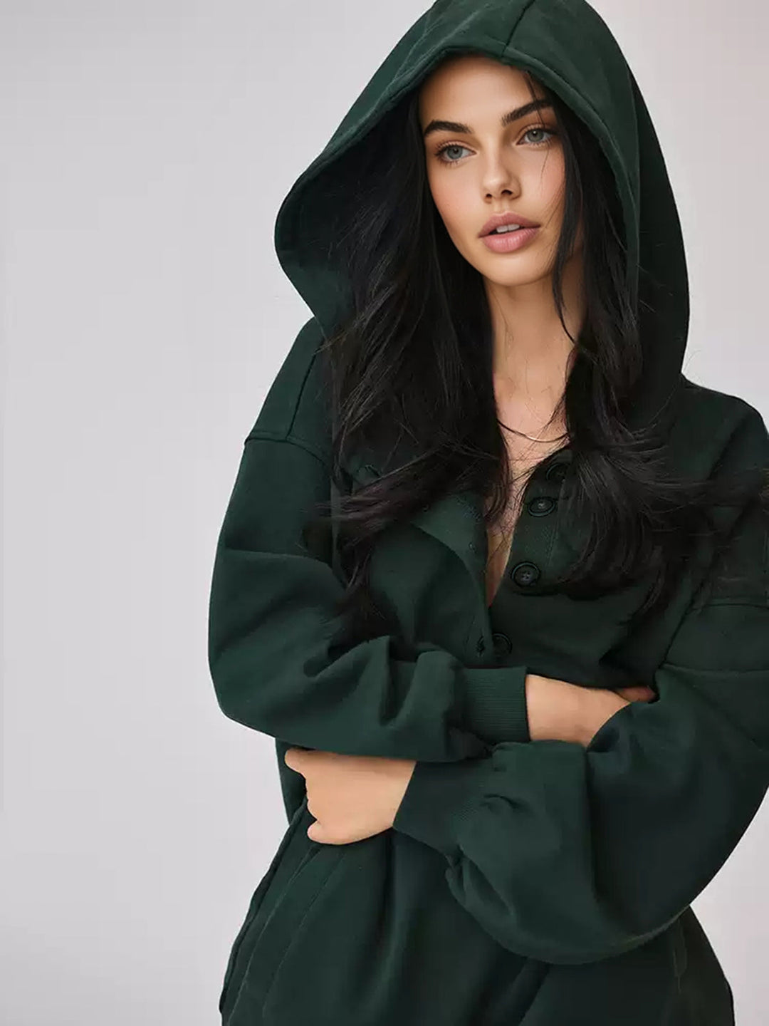 Oversized Buttoned Hoodie