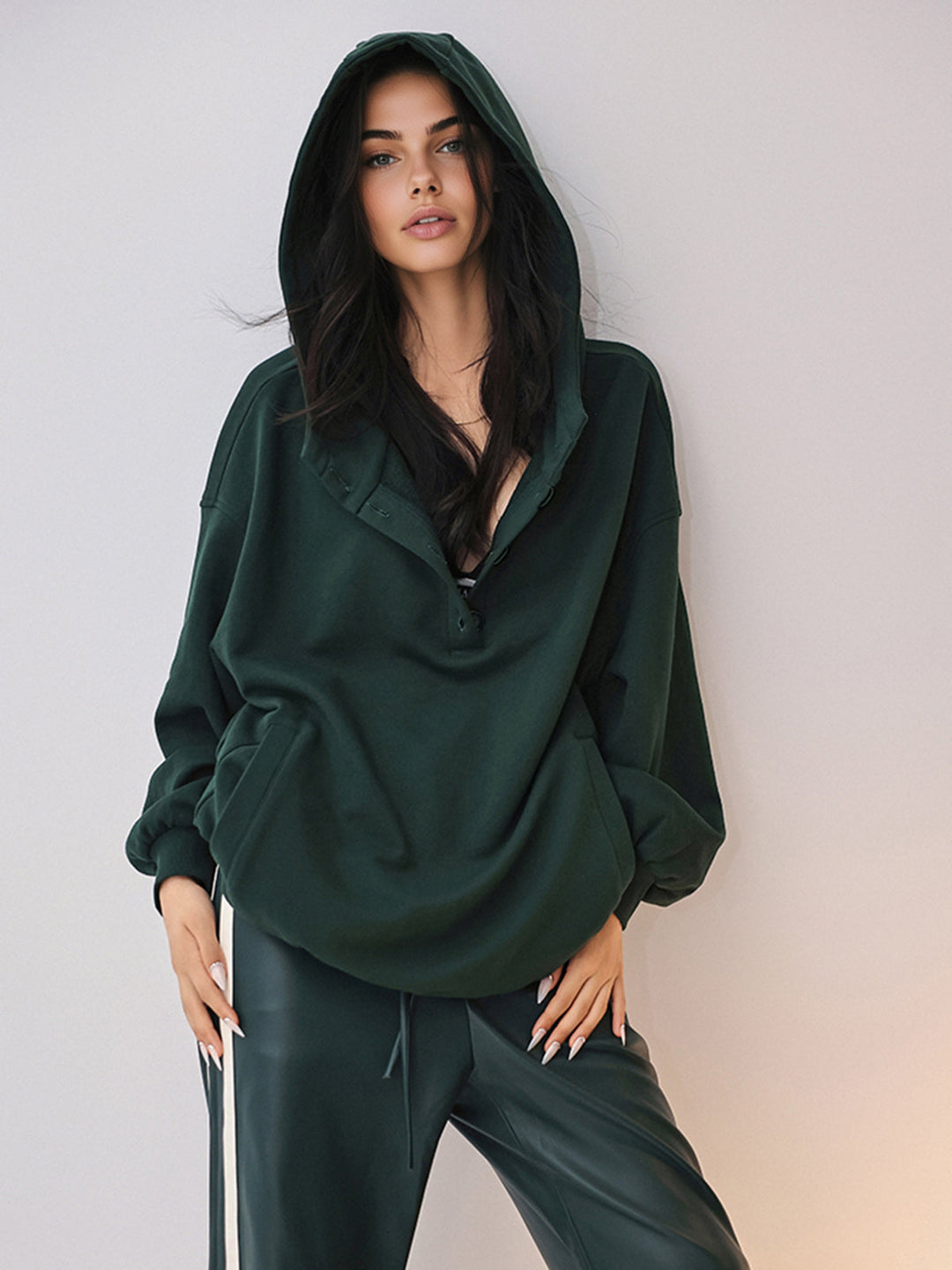 Oversized Buttoned Hoodie