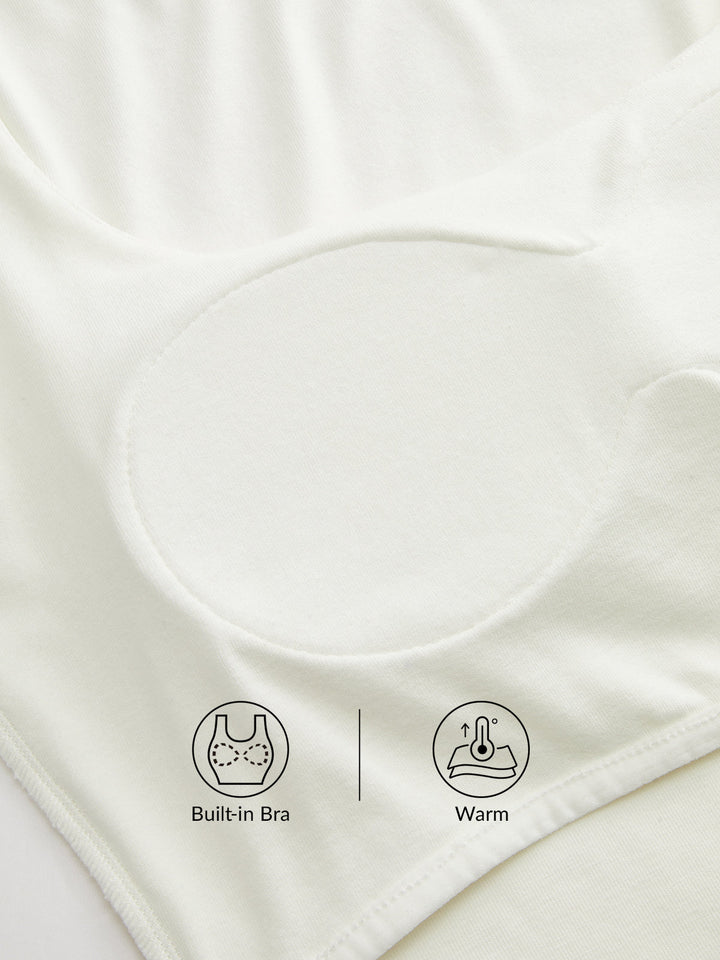 Bra-Free Slim Fit Low Neck Long Sleeve Top