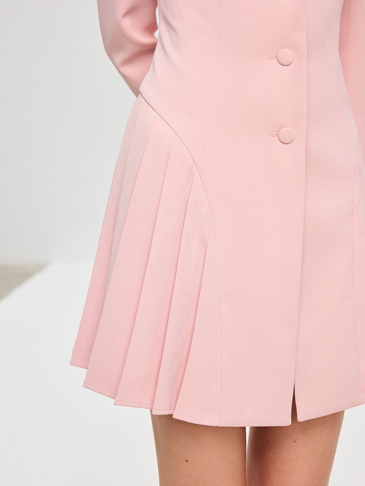 Pleated Fitted Blazer Dress
