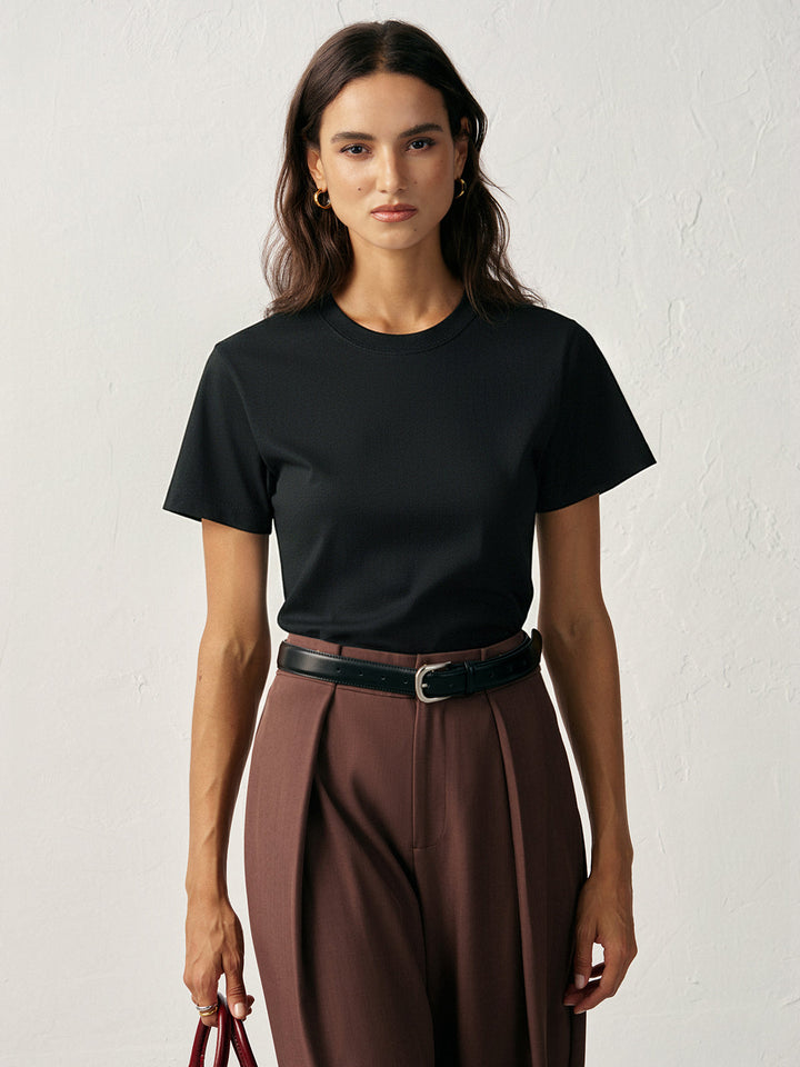 Water-Repellent Cotton Crew Neck T-Shirt