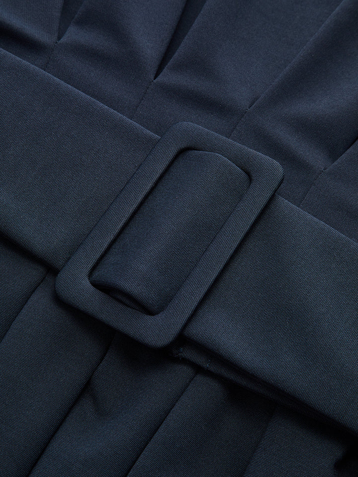 Boat Neck Peplum Sweatshirt with Wide Belt