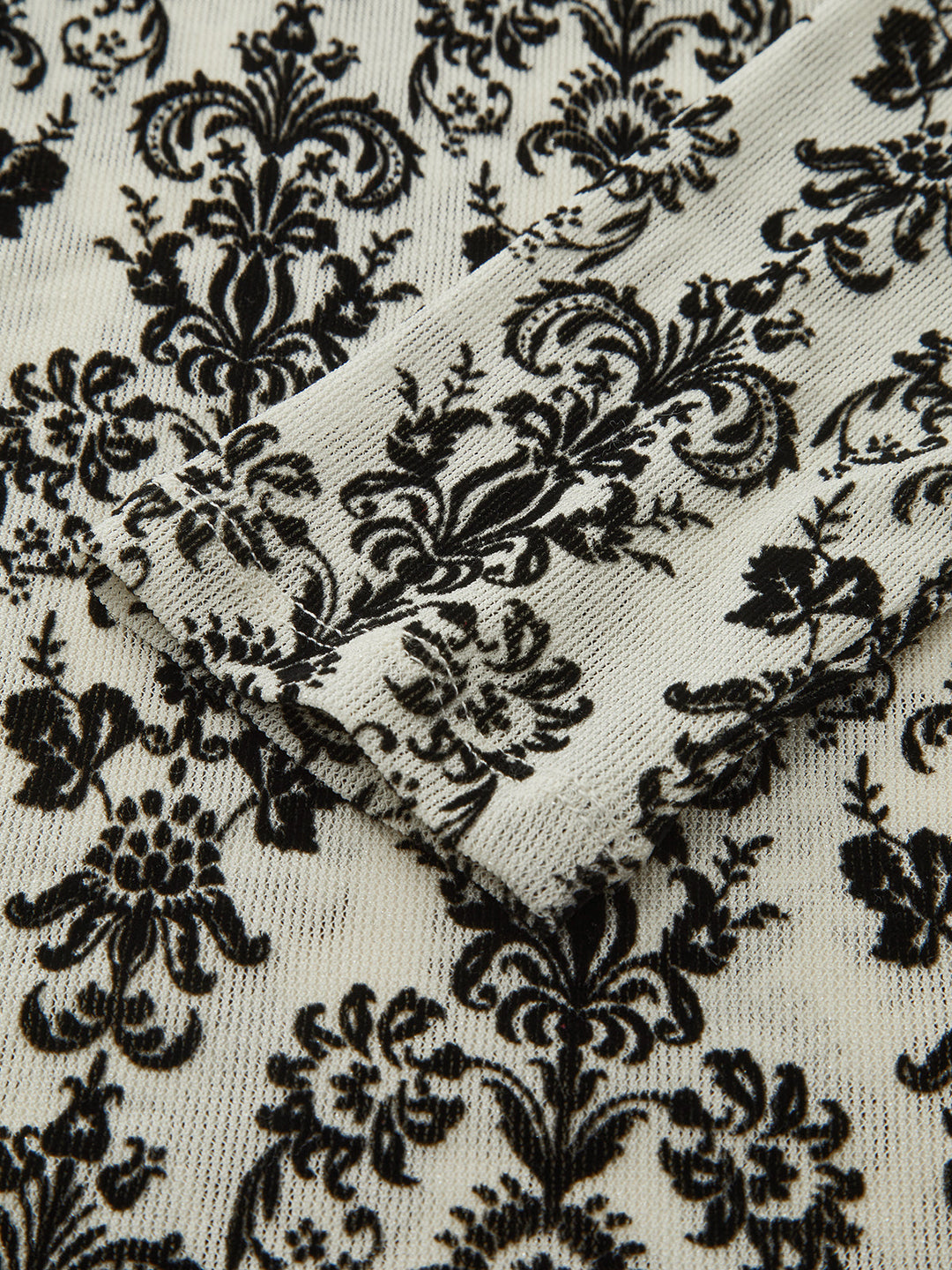 Damask Print Mock Neck T-Shirt