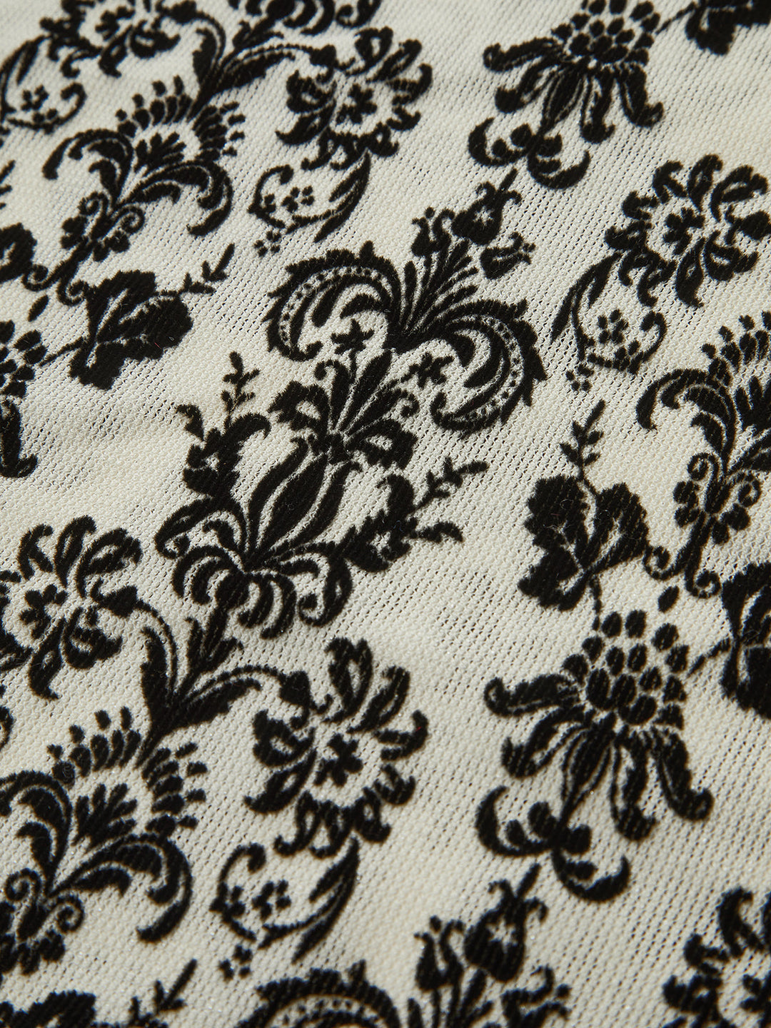 Damask Print Mock Neck T-Shirt