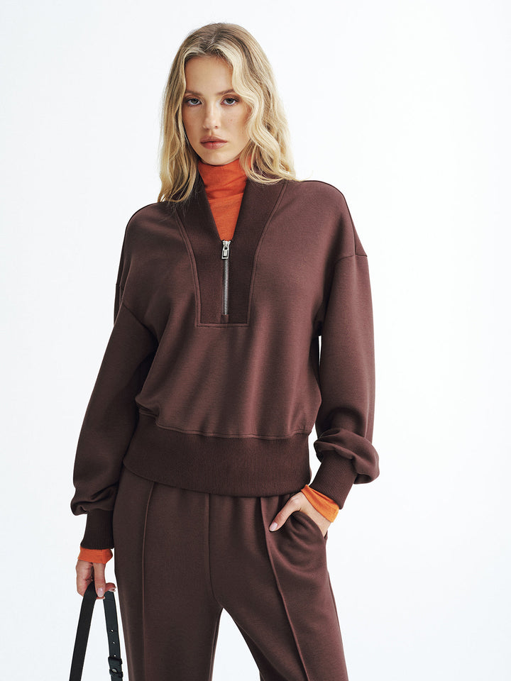 V-Neck Half-Zip Sweatshirt