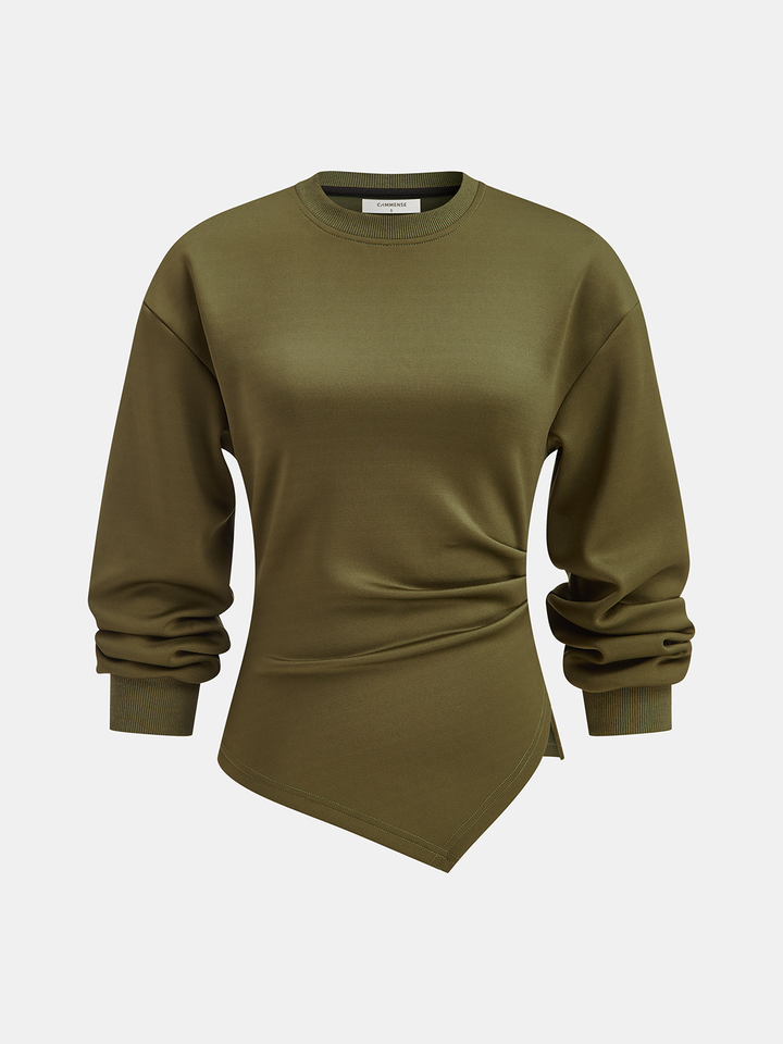 Ruched Asymmetric Hem Sweatshirt