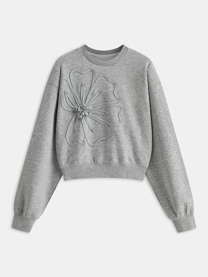 Floral Applique Cropped Sweatshirt