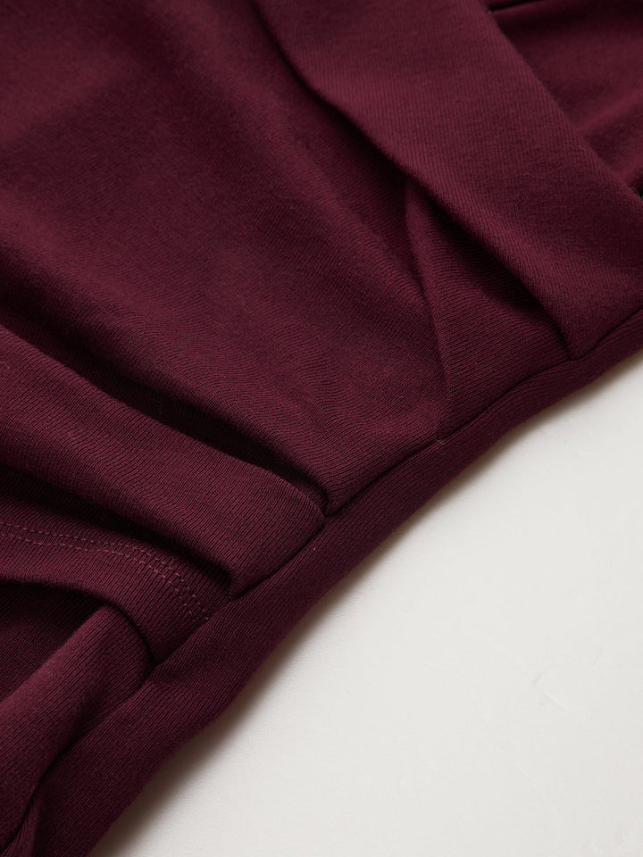 Lapel Ruched Long-Sleeve Top