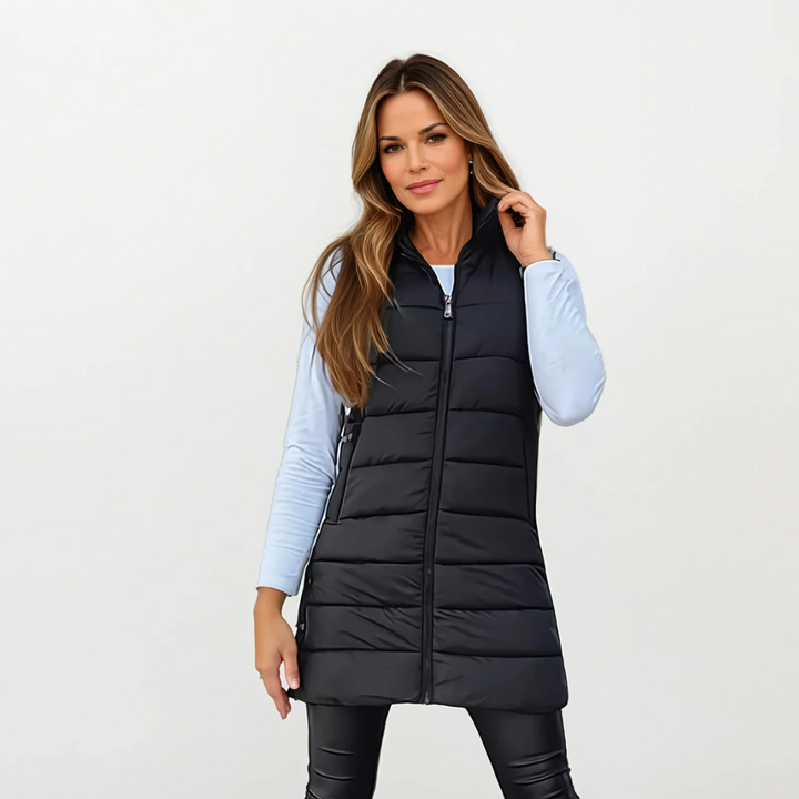 Casual Sleeveless Hood Long Puffer Vest