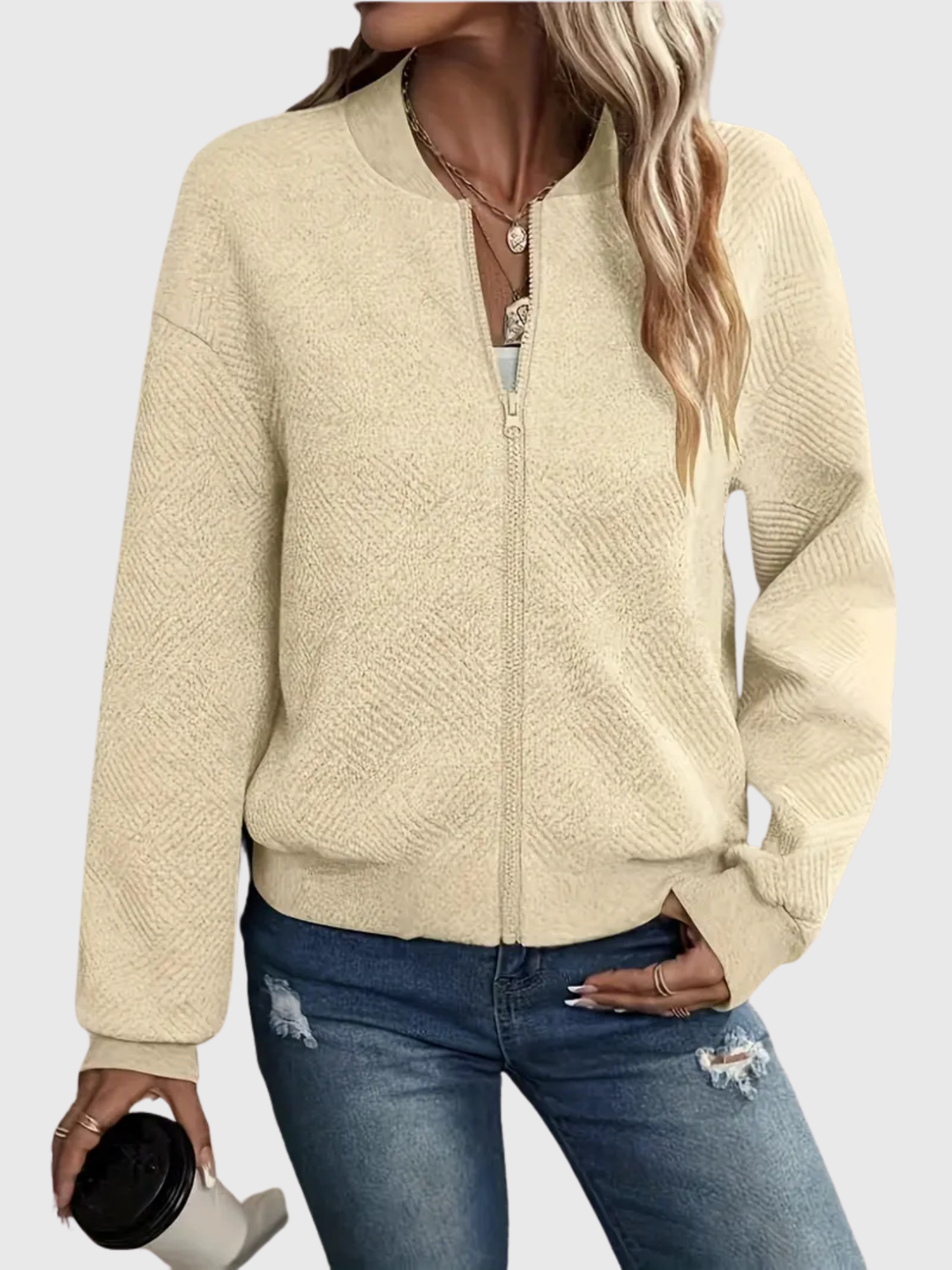 Laurie | Textured Zip Cardigan