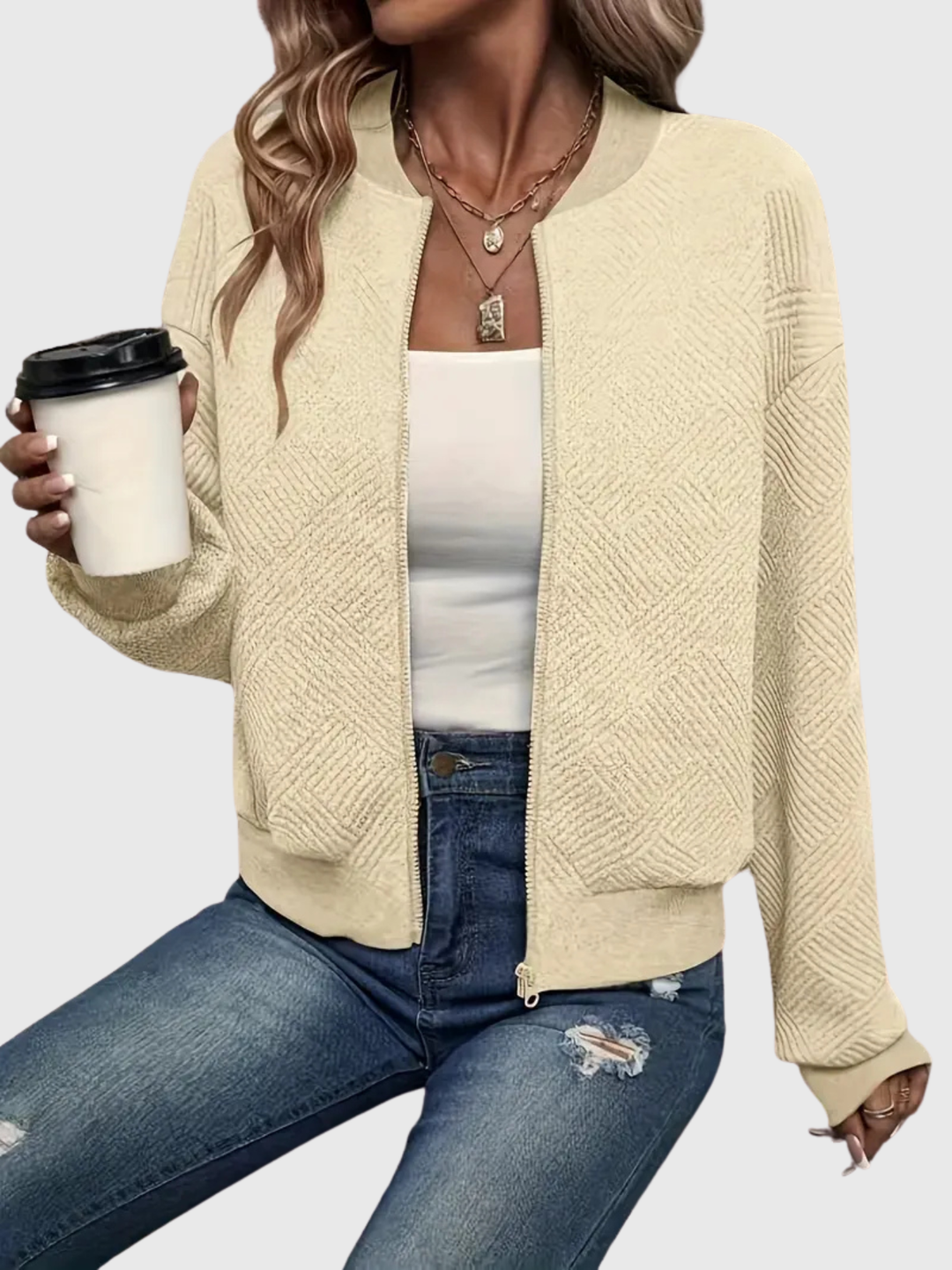 Laurie | Textured Zip Cardigan