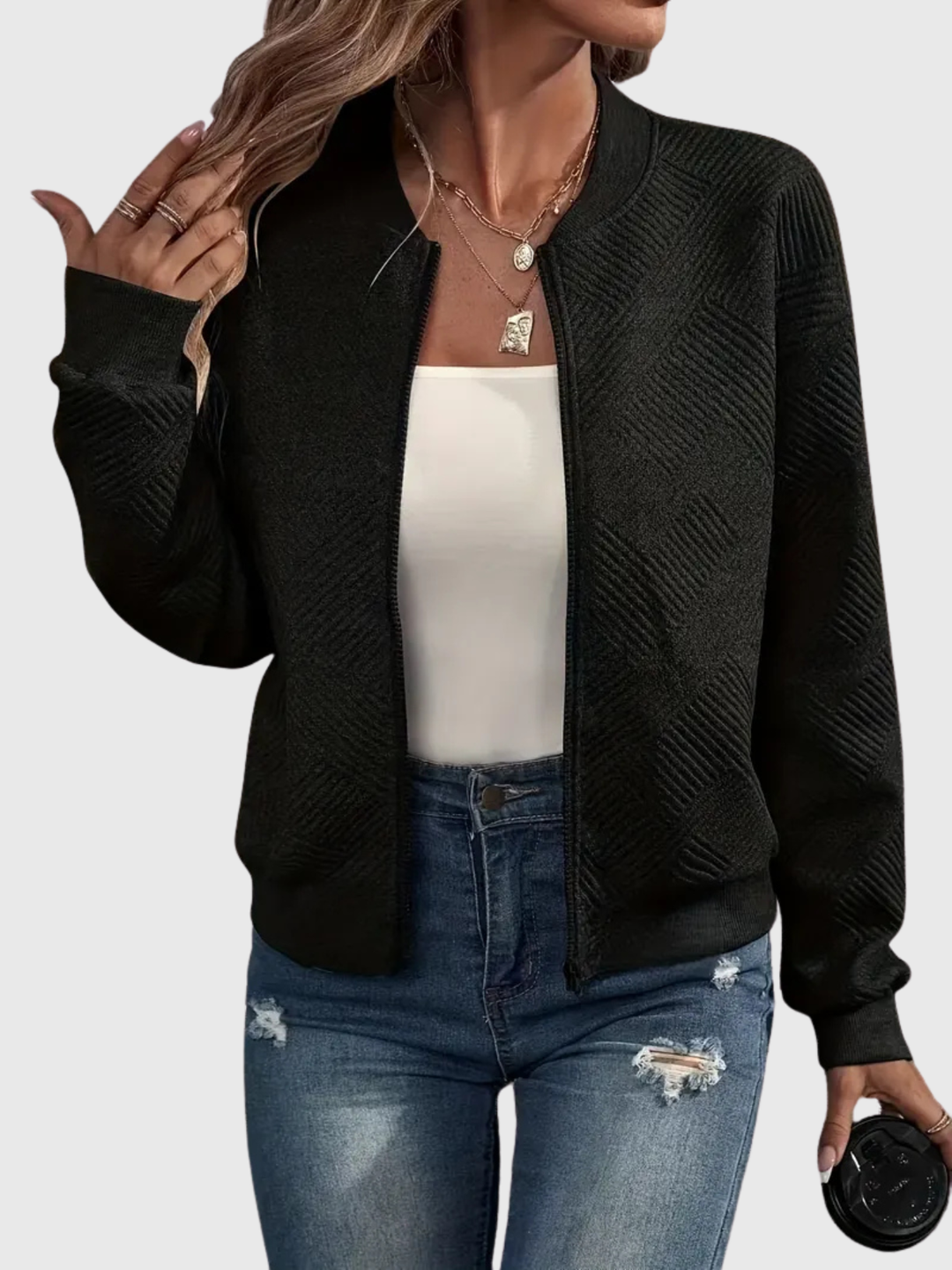 Laurie | Textured Zip Cardigan