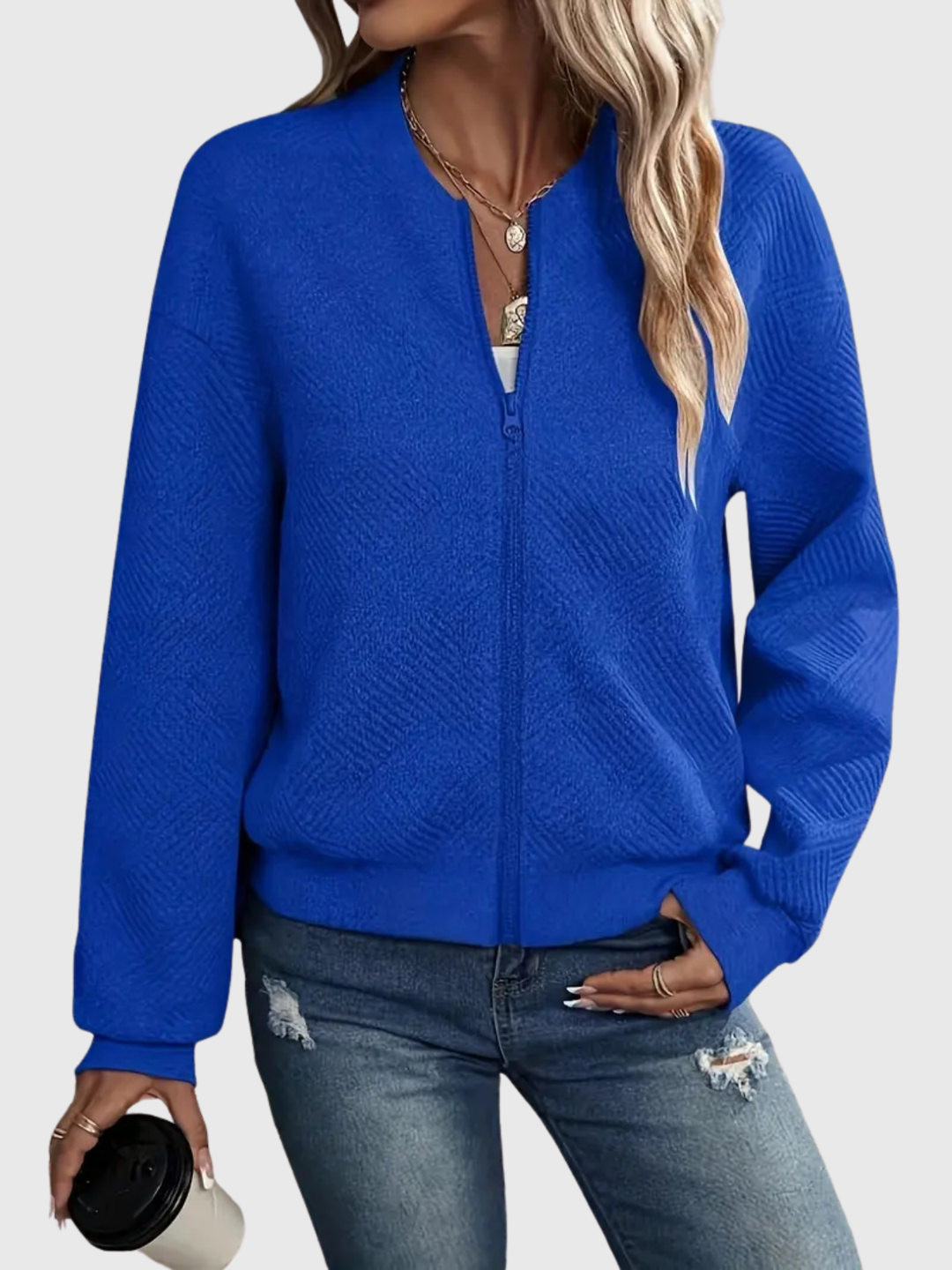 Laurie | Textured Zip Cardigan