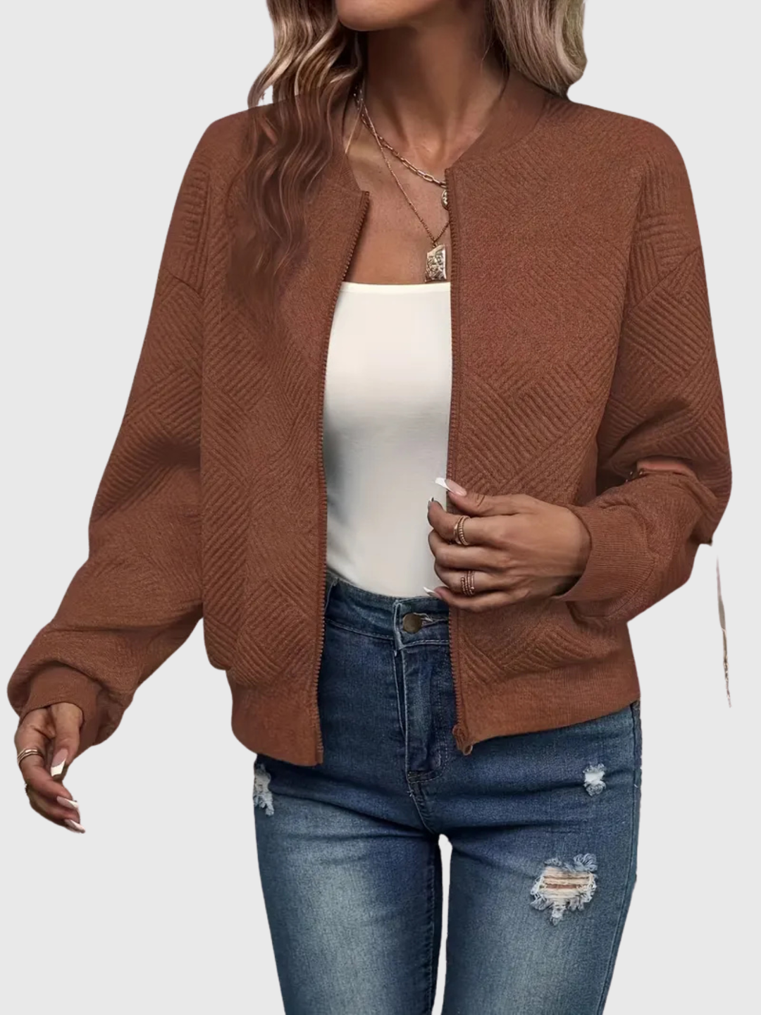 Laurie | Textured Zip Cardigan