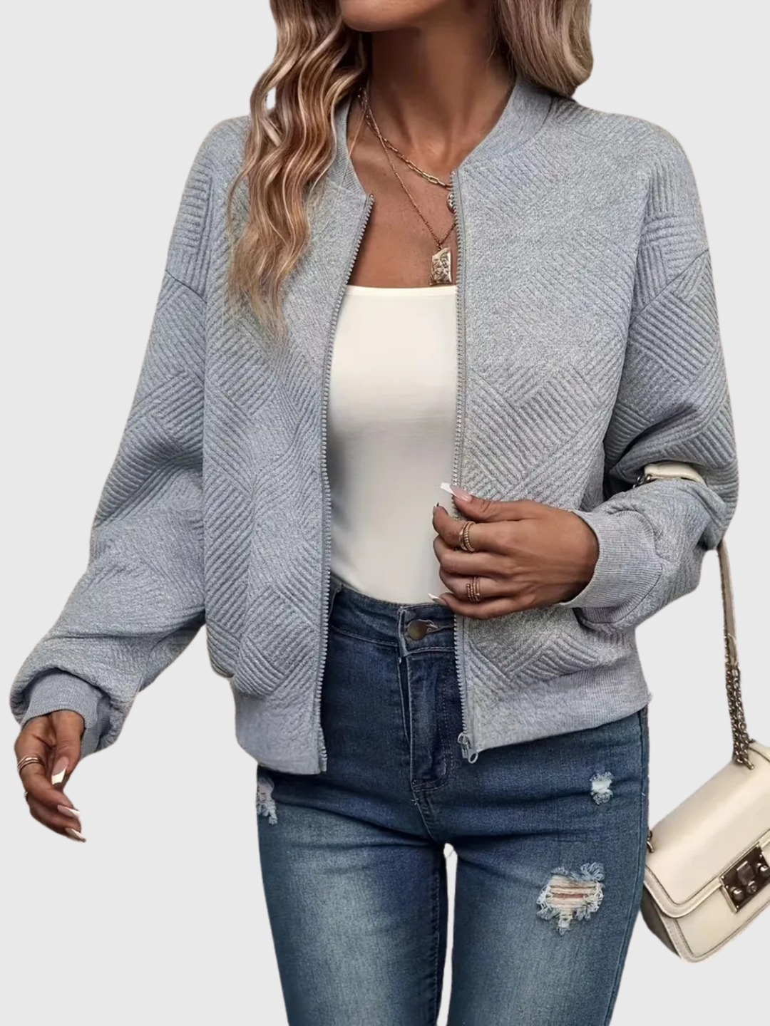 Laurie | Textured Zip Cardigan