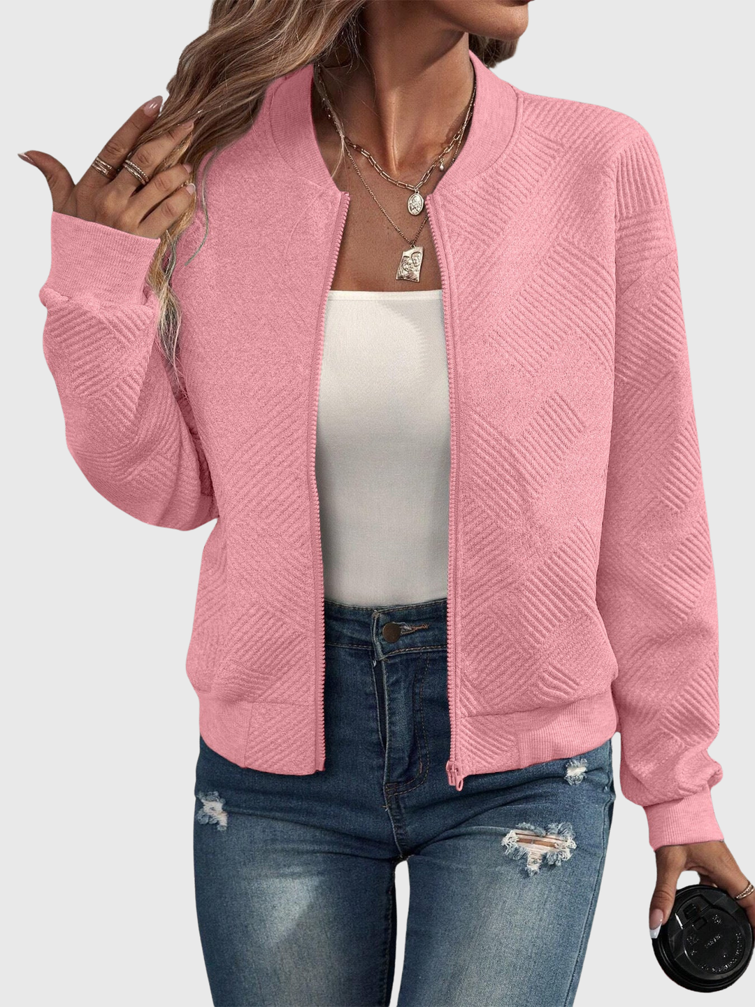 Laurie | Textured Zip Cardigan