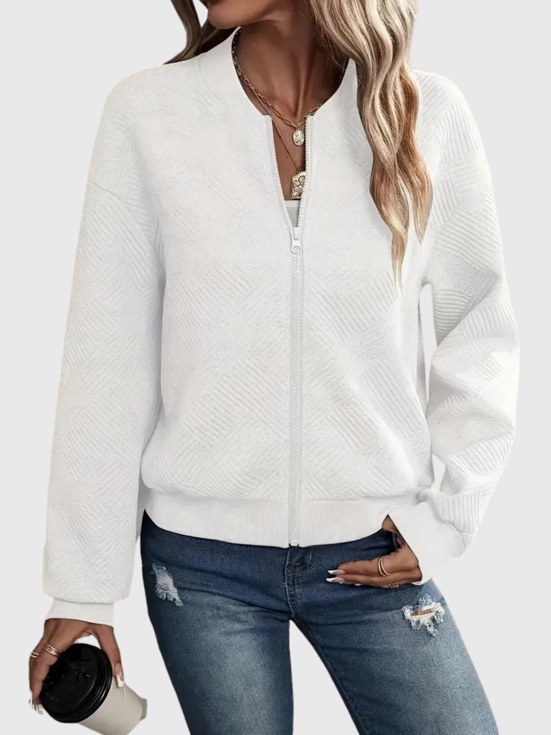 Laurie | Textured Zip Cardigan
