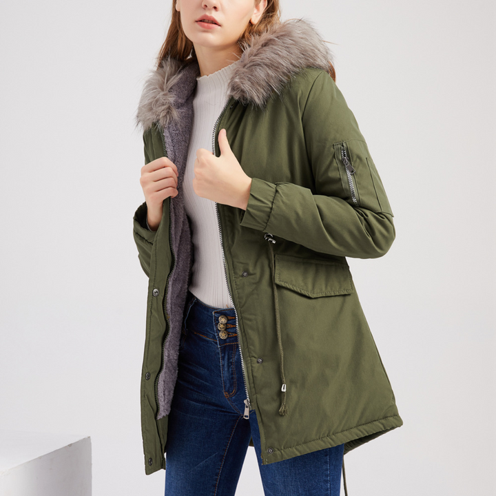 Warm Velvet-Trimmed Parka