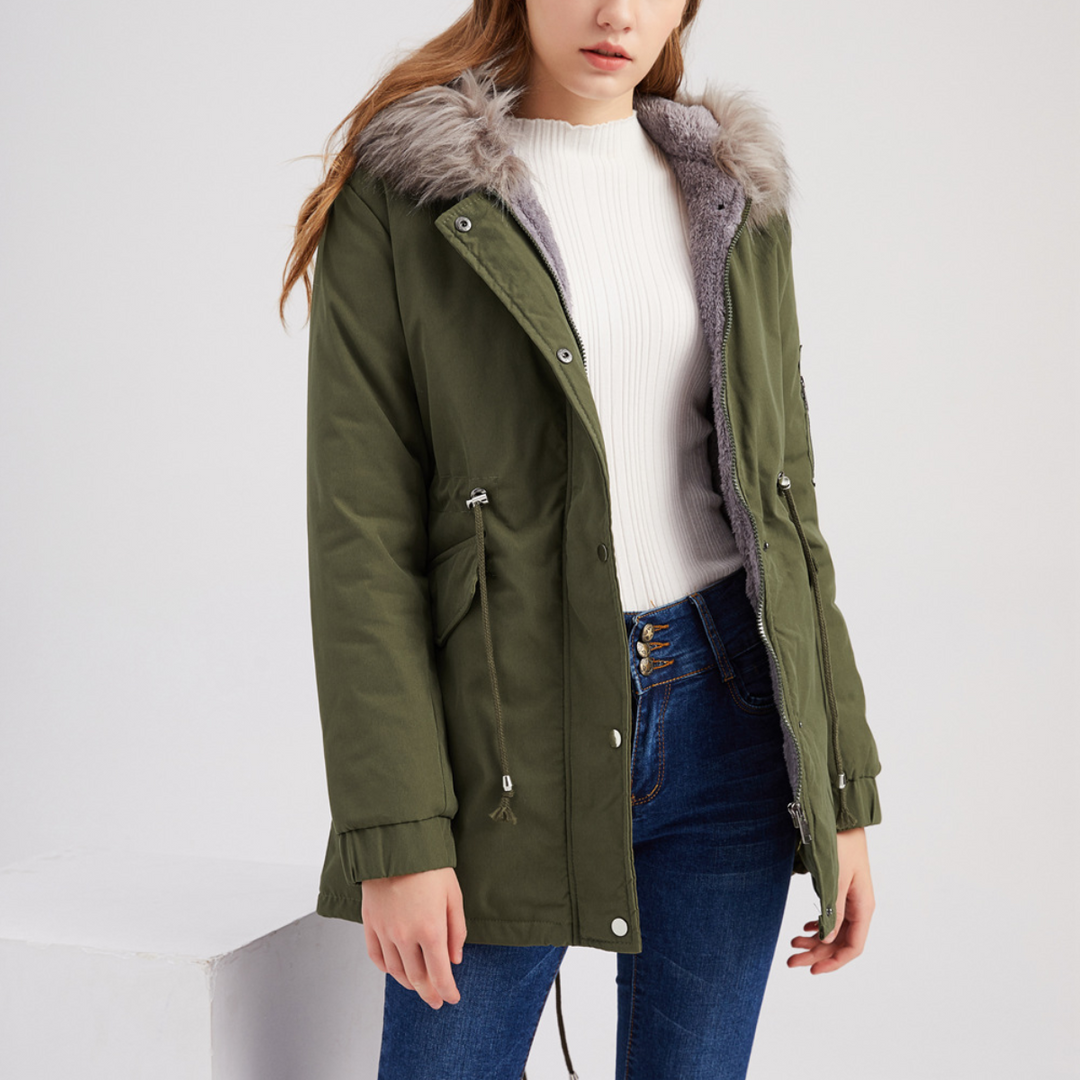 Warm Velvet-Trimmed Parka