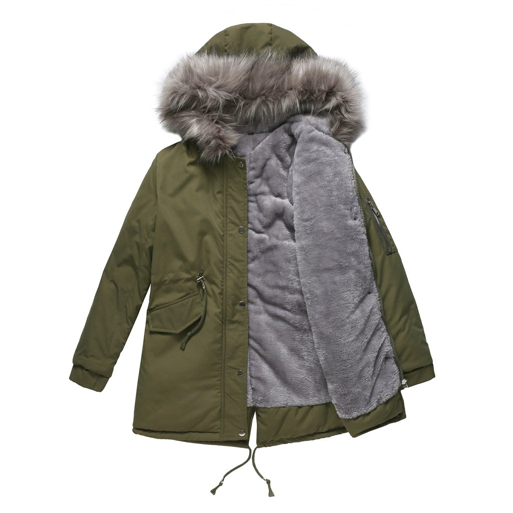 Warm Velvet-Trimmed Parka