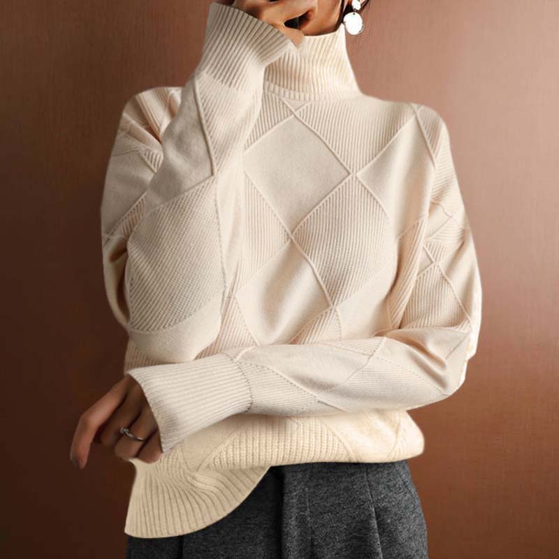 Warm Knit Sweater with High Collar