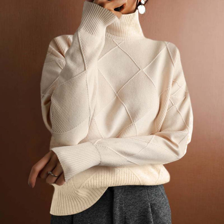 Warm Knit Sweater with High Collar
