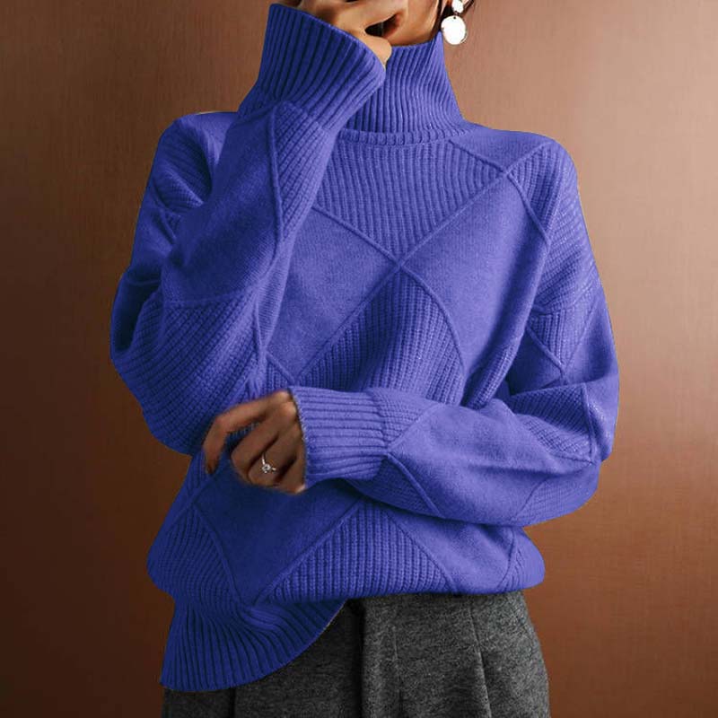 Warm Knit Sweater with High Collar
