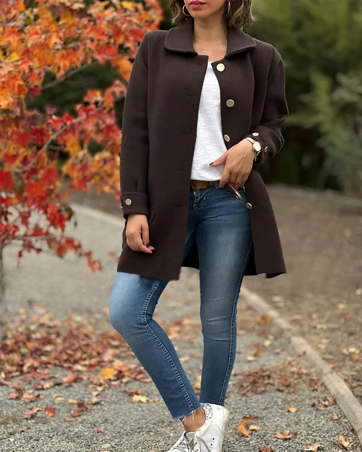 Classic Oversized Coat with Button Closure