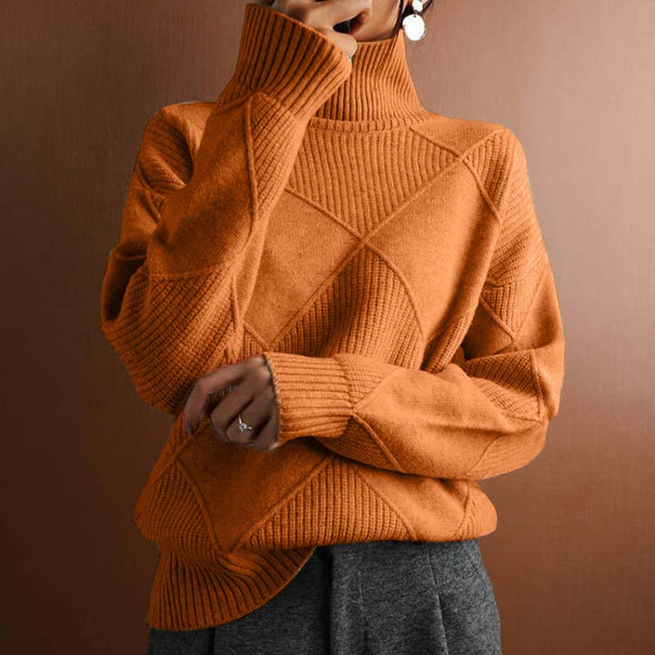 Warm Knit Sweater with High Collar