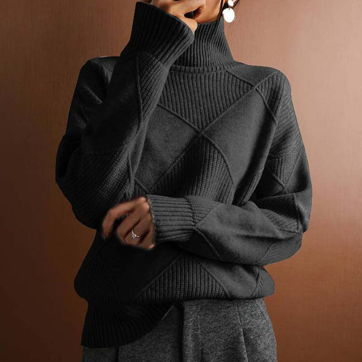 Warm Knit Sweater with High Collar